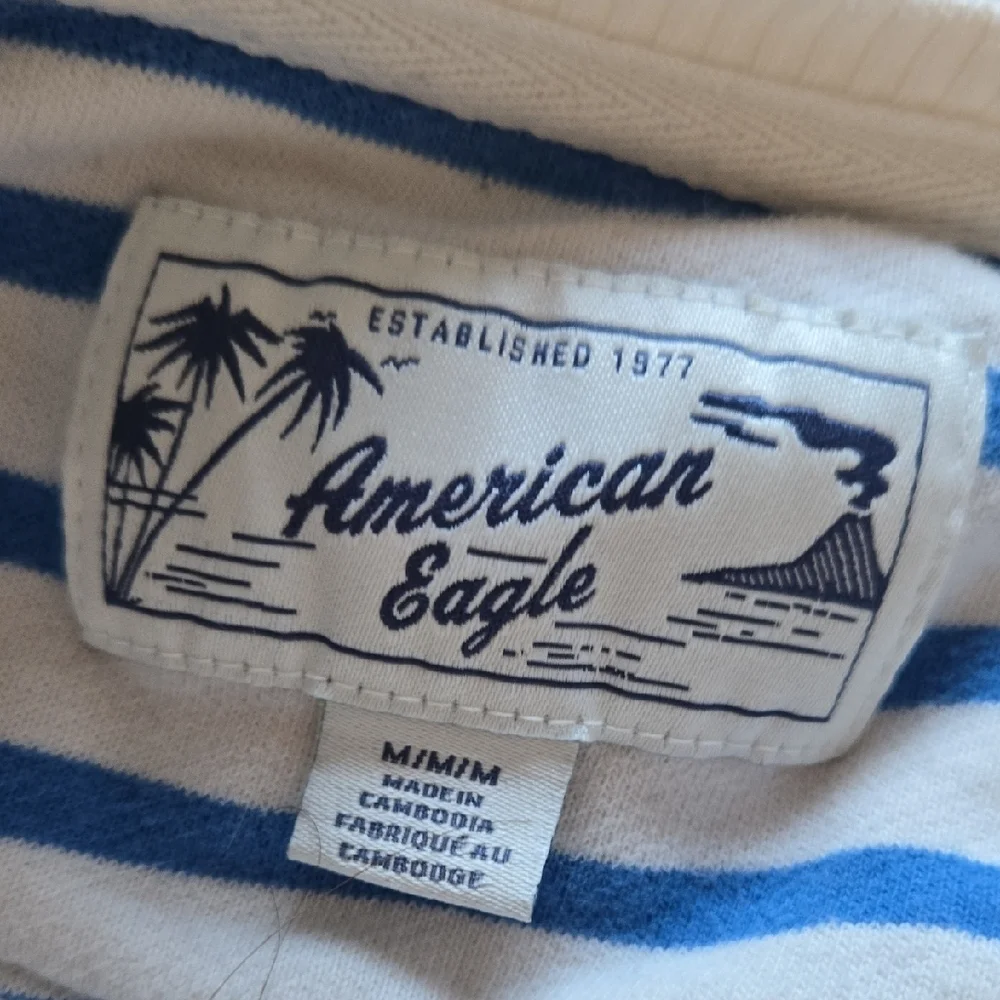American Eagle Striped Blue and White Sweatshirt and Shorts Lounge Set Medium - Picture 4 of 9